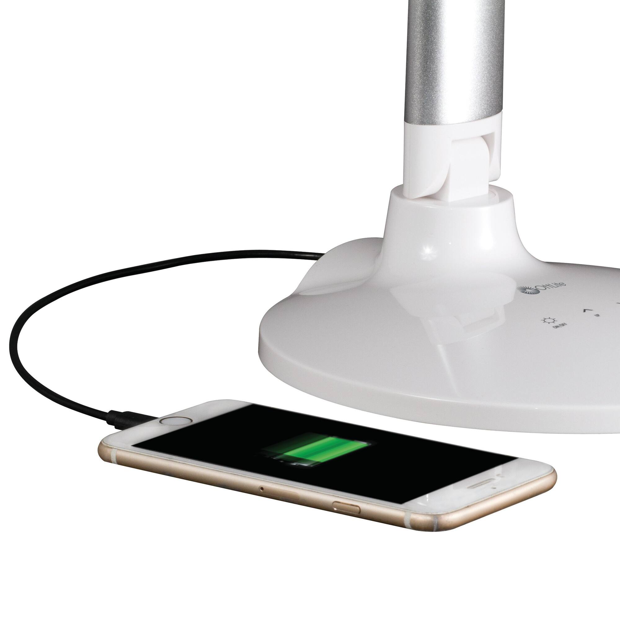 OttLite Wellness Series 29" White Command LED Desk Lamp with Voice Assistant